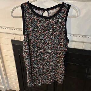 LOFT black trim,multicolor - Floral Sleeveless Tank